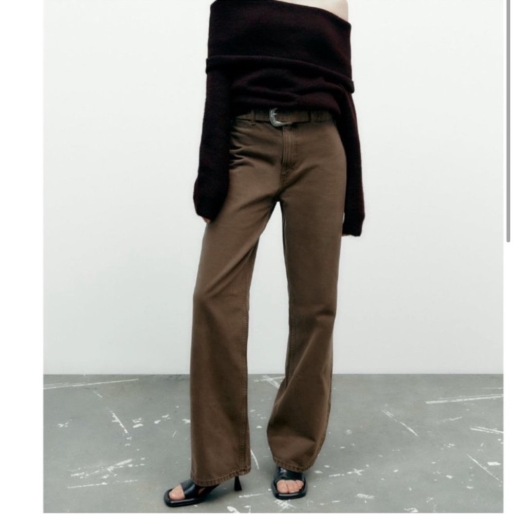 Zara Brown Wide-Leg Jeans - Picture 2 of 14